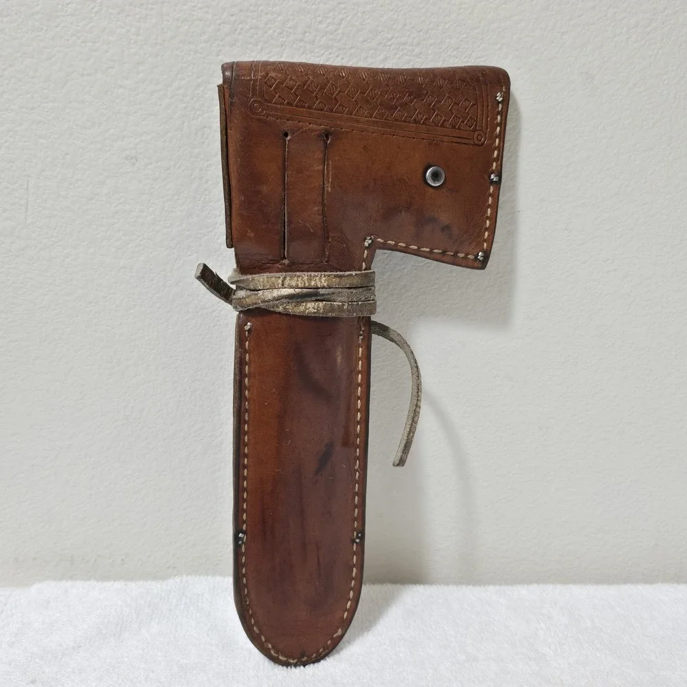 VTG Western Boulder Colo‎ Knife Axe Combo Set with Leather Sheath USA 1930s